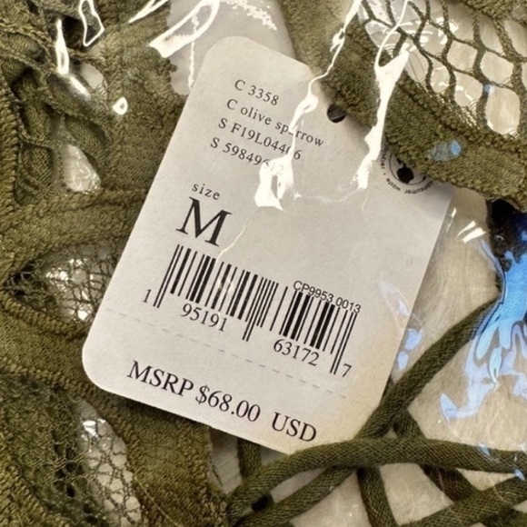 NWT Free People Women’s Adella Lace Ruffled Cami Top Olive Green Size Medium - Picture 16 of 16